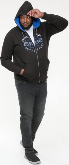 D555 LINGARD Full Zip Hoody With Original Chest Print Black - Суичъри & cуичъри с качулка - мъжки суичъри големи размери
