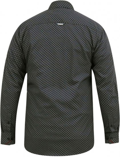 D555 KEATON Micro AOP Long Sleeve Shirt With Concealed Button Down Collar Grey - Ризи - мъжки ризи големи размери