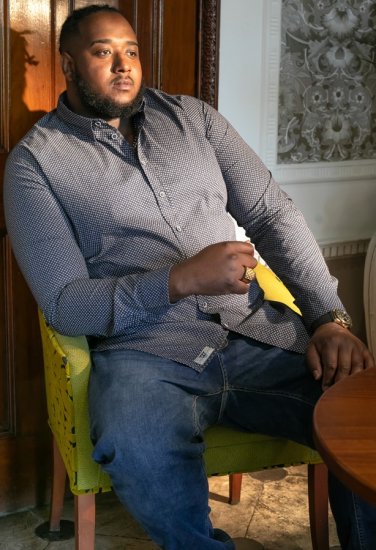 D555 MORGAN Micro AOP Long Sleeve Shirt With Concealed Button Down Collar Navy - Ризи - мъжки ризи големи размери