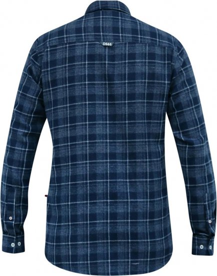 D555 SONNY Navy Check Long Sleeve Shirt With Chest Patch Pocket & Button Down Collar Navy Check - Ризи - мъжки ризи големи размери