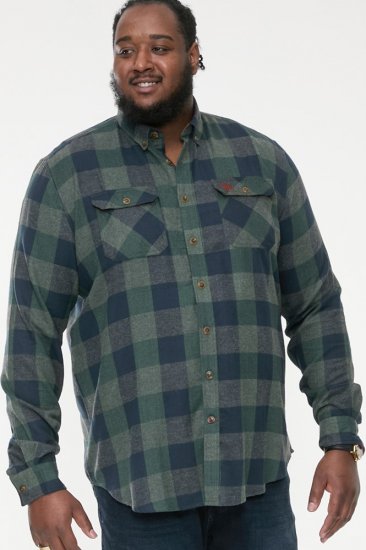 D555 GARFIELD Check Overshirt With Two Patch Pockets & Button Down Collar Navy - Ризи - мъжки ризи големи размери