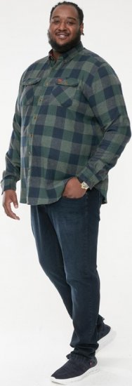 D555 GARFIELD Check Overshirt With Two Patch Pockets & Button Down Collar Navy - Ризи - мъжки ризи големи размери