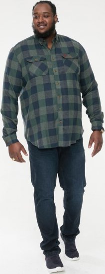 D555 GARFIELD Check Overshirt With Two Patch Pockets & Button Down Collar Navy - Ризи - мъжки ризи големи размери