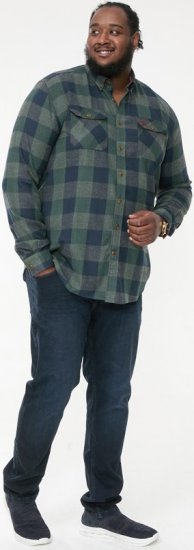 D555 GARFIELD Check Overshirt With Two Patch Pockets & Button Down Collar Navy - Ризи - мъжки ризи големи размери