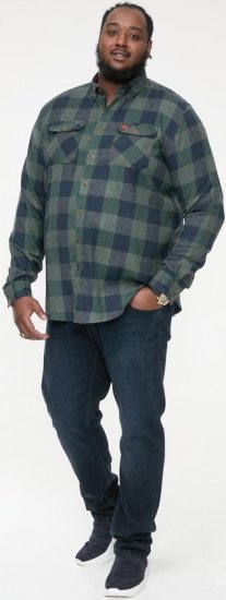 D555 GARFIELD Check Overshirt With Two Patch Pockets & Button Down Collar Navy - Ризи - мъжки ризи големи размери