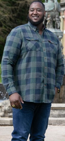 D555 GARFIELD Check Overshirt With Two Patch Pockets & Button Down Collar Navy - Ризи - мъжки ризи големи размери