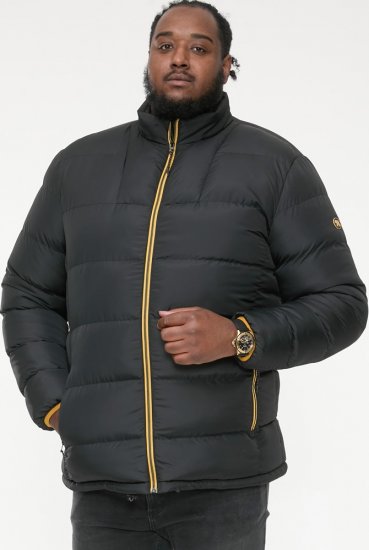 D555 CRISTIANO Puffer Jacket With Binding On Cuffs And Embroidery Badge On Sleeve Black - Якета - мъжки якета големи размери