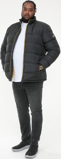 D555 CRISTIANO Puffer Jacket With Binding On Cuffs And Embroidery Badge On Sleeve Black - Якета - мъжки якета големи размери