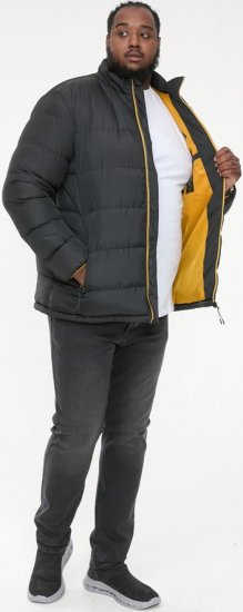 D555 CRISTIANO Puffer Jacket With Binding On Cuffs And Embroidery Badge On Sleeve Black - Якета - мъжки якета големи размери