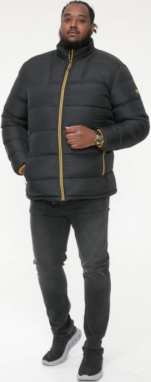 D555 CRISTIANO Puffer Jacket With Binding On Cuffs And Embroidery Badge On Sleeve Black - Якета - мъжки якета големи размери