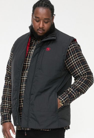 D555 FELIPE Zip Through Padded Gilet With Contrast Colour Lining And Rubber Badge Black - Якета - мъжки якета големи размери