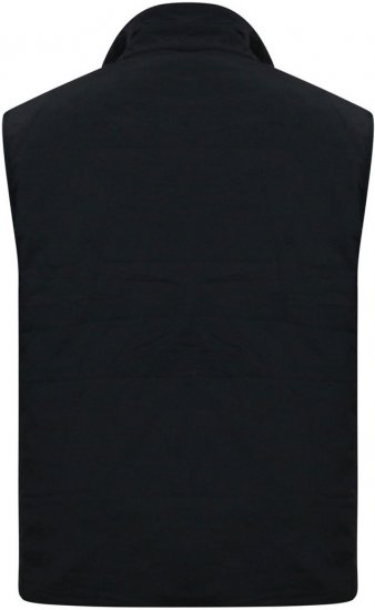 D555 FELIPE Zip Through Padded Gilet With Contrast Colour Lining And Rubber Badge Black - Якета - мъжки якета големи размери