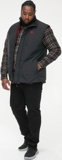 D555 FELIPE Zip Through Padded Gilet With Contrast Colour Lining And Rubber Badge Black - Якета - мъжки якета големи размери