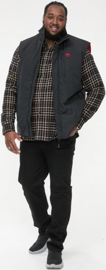 D555 FELIPE Zip Through Padded Gilet With Contrast Colour Lining And Rubber Badge Black - Якета - мъжки якета големи размери
