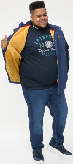 D555 FELIPE Zip Through Padded Gilet With Contrast Colour Lining And Rubber Badge Navy - Якета - мъжки якета големи размери