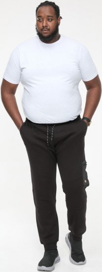 D555 COTGRAVE Couture Elasticated Waistband Jogger With Woven Fabric Trim Black - Спортни панталони & Kъси панталони - мъжки спортни панталони големи размери