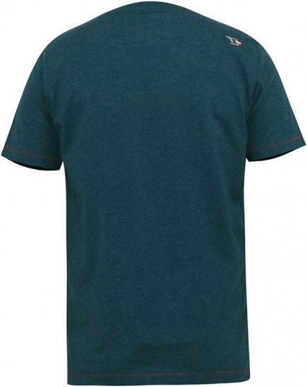 D555 NEAL Skull With Flames Printed Crew Neck T-Shirt Navy/Blue Twist - Тениски - мъжки тениски големи размери
