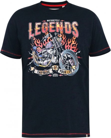 D555 JAGGER Legends Motor Bike Printed Crew Neck T-Shirt Navy - Тениски - мъжки тениски големи размери
