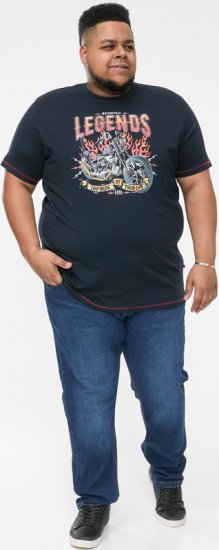 D555 JAGGER Legends Motor Bike Printed Crew Neck T-Shirt Navy - Тениски - мъжки тениски големи размери