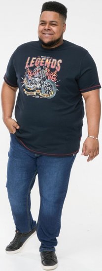 D555 JAGGER Legends Motor Bike Printed Crew Neck T-Shirt Navy - Тениски - мъжки тениски големи размери