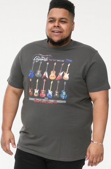 D555 JAIDEN Legends Guitar Printed Crew Neck T-Shirt Khaki - Тениски - мъжки тениски големи размери