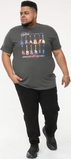 D555 JAIDEN Legends Guitar Printed Crew Neck T-Shirt Khaki - Тениски - мъжки тениски големи размери