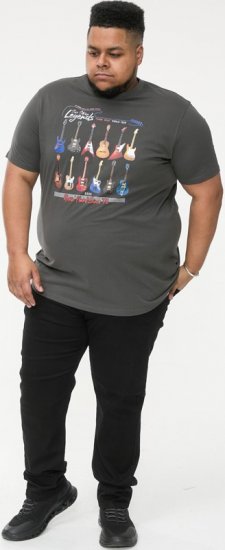 D555 JAIDEN Legends Guitar Printed Crew Neck T-Shirt Khaki - Тениски - мъжки тениски големи размери