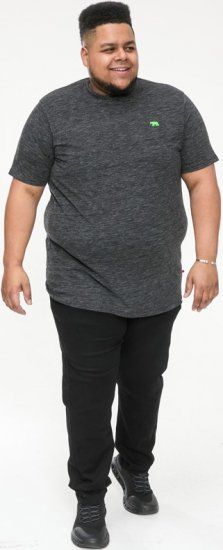D555 ORSTON Reno Fabric Crew Neck T-Shirt With Chest Embroidery Black Reno - Тениски - мъжки тениски големи размери