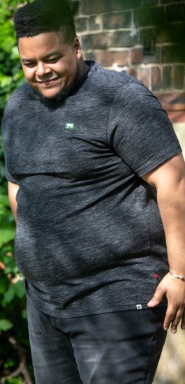 D555 ORSTON Reno Fabric Crew Neck T-Shirt With Chest Embroidery Black Reno - Тениски - мъжки тениски големи размери
