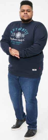 D555 KEYWORTH Authentic Printed Crew Neck Sweatshirt Navy - Суичъри & cуичъри с качулка - мъжки суичъри големи размери