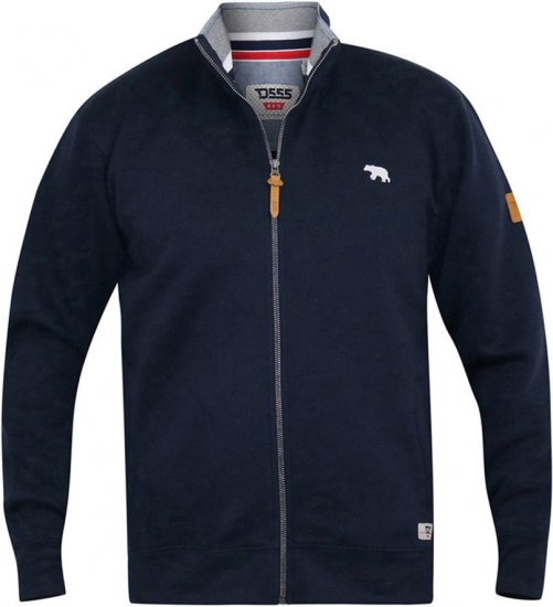 D555 NASHUA Zip Through Sweatshirt In Fleece Navy - Суичъри & cуичъри с качулка - мъжки суичъри големи размери