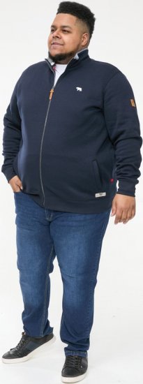 D555 NASHUA Zip Through Sweatshirt In Fleece Navy - Суичъри & cуичъри с качулка - мъжки суичъри големи размери