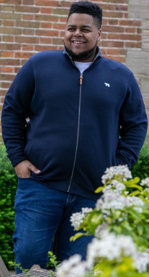 D555 NASHUA Zip Through Sweatshirt In Fleece Navy - Суичъри & cуичъри с качулка - мъжки суичъри големи размери