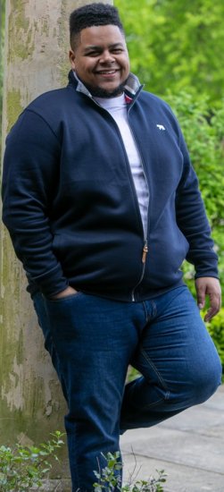 D555 NASHUA Zip Through Sweatshirt In Fleece Navy - Суичъри & cуичъри с качулка - мъжки суичъри големи размери