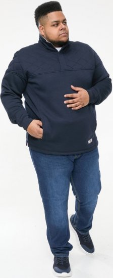 D555 SWANN Quarter Neck Sweatshirt With Quilted Top Panel Navy - Суичъри & cуичъри с качулка - мъжки суичъри големи размери