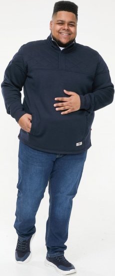 D555 SWANN Quarter Neck Sweatshirt With Quilted Top Panel Navy - Суичъри & cуичъри с качулка - мъжки суичъри големи размери