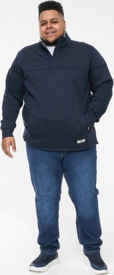 D555 SWANN Quarter Neck Sweatshirt With Quilted Top Panel Navy - Суичъри & cуичъри с качулка - мъжки суичъри големи размери