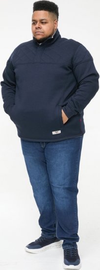 D555 SWANN Quarter Neck Sweatshirt With Quilted Top Panel Navy - Суичъри & cуичъри с качулка - мъжки суичъри големи размери
