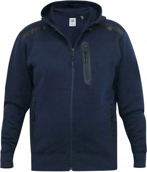 D555 GABRIEL Couture Zip Through Hoody With Reversible Zips Navy - Суичъри & cуичъри с качулка - мъжки суичъри големи размери