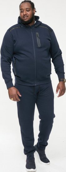 D555 GABRIEL Couture Zip Through Hoody With Reversible Zips Navy - Суичъри & cуичъри с качулка - мъжки суичъри големи размери