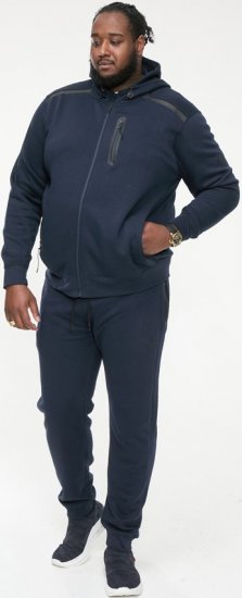 D555 GABRIEL Couture Zip Through Hoody With Reversible Zips Navy - Суичъри & cуичъри с качулка - мъжки суичъри големи размери