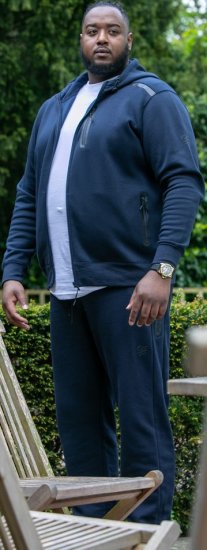 D555 GABRIEL Couture Zip Through Hoody With Reversible Zips Navy - Суичъри & cуичъри с качулка - мъжки суичъри големи размери