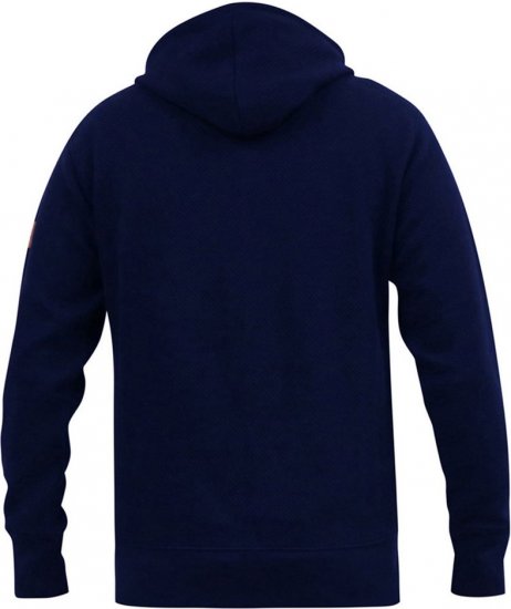 D555 IRVIN Full Zip Jacquard Hoody With Chest Embroidery Navy - Суичъри & cуичъри с качулка - мъжки суичъри големи размери
