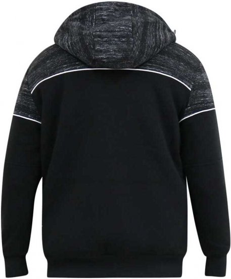 D555 HENNESSEY Zip Through Hoody With Sherpa Lining Black - Суичъри & cуичъри с качулка - мъжки суичъри големи размери