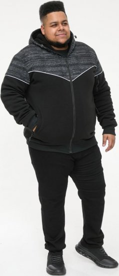 D555 HENNESSEY Zip Through Hoody With Sherpa Lining Black - Суичъри & cуичъри с качулка - мъжки суичъри големи размери
