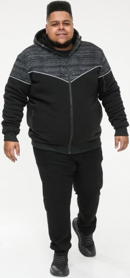 D555 HENNESSEY Zip Through Hoody With Sherpa Lining Black - Суичъри & cуичъри с качулка - мъжки суичъри големи размери
