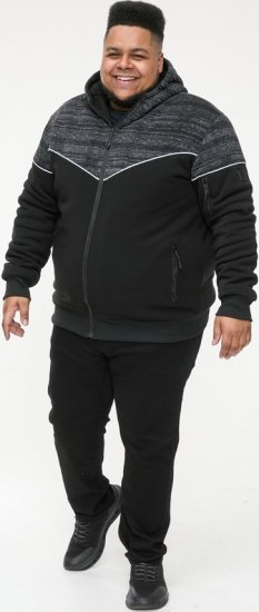 D555 HENNESSEY Zip Through Hoody With Sherpa Lining Black - Суичъри & cуичъри с качулка - мъжки суичъри големи размери