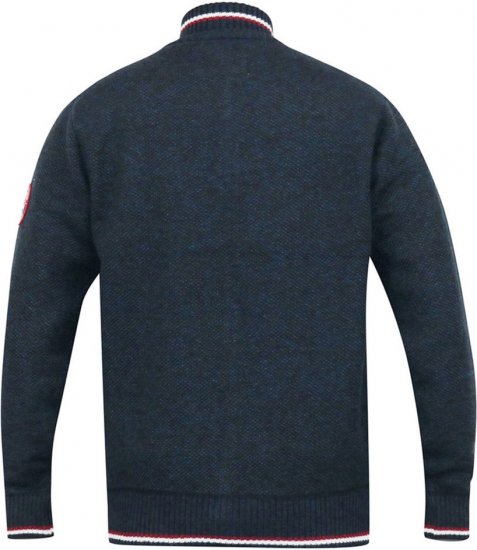 D555 ABERDARE Knitted Zip Through Sweater With Bonded Check Lining Navy Marl - Суичъри & cуичъри с качулка - мъжки суичъри големи размери