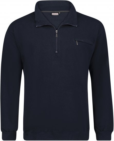 Adamo Athen Sweatshirt Half Zipper Navy - Суичъри & cуичъри с качулка - мъжки суичъри големи размери
