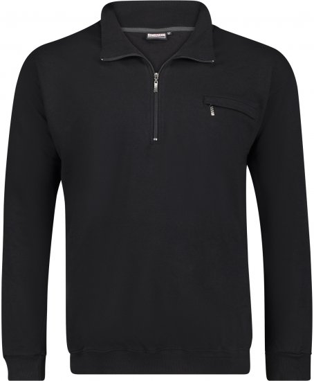 Adamo Athen Sweatshirt Half Zipper Black - Суичъри & cуичъри с качулка - мъжки суичъри големи размери